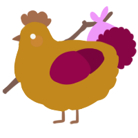 A ochre and maroon chicken