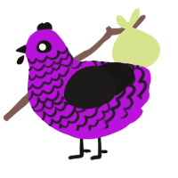 A amethyst and sable chicken with a lace pattern