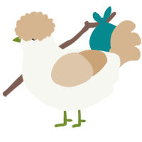 A white and beige chicken