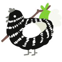 A black and white chicken with a bar pattern