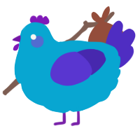 A cerulean and indigo chicken