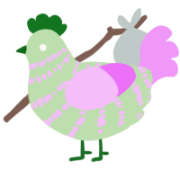 A gluppy and lavender chicken with a bar pattern