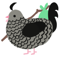 A ash and black chicken with a lace pattern