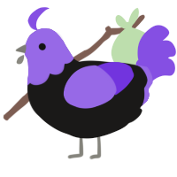 A sable and blurple chicken with a head pattern