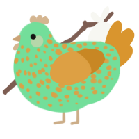 A spring and orange chicken with a speckle pattern