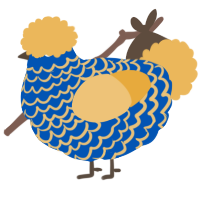 A ultramarine and honey chicken with a lace pattern
