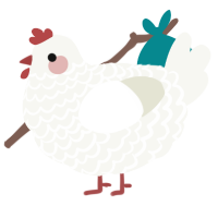 A white chicken with a lace pattern