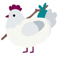 A white and mist chicken with a head pattern