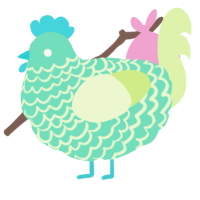 A mint and apple chicken with a lace pattern