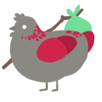 Rina, a ash and crimson chicken with a neck-speckle pattern