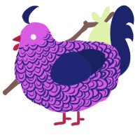 A orchid and navy chicken with a double-lace pattern