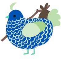 A ultramarine and gluppy chicken with a lace pattern