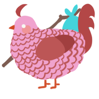 A pink and red chicken with a lace pattern