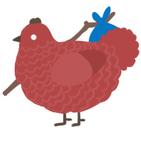 A red chicken with a lace pattern