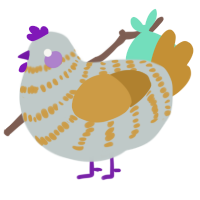 A silver and gold chicken with a bar pattern