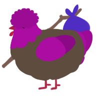 A bark and plum chicken with a head pattern