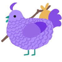 A lilac and blurple chicken with a lace pattern