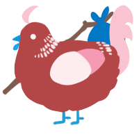 A red and rose chicken with a neck-band pattern