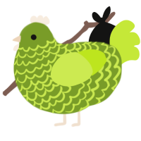 A chartreuse and lime chicken with a lace pattern