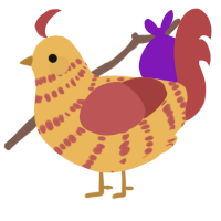 A honey and red chicken with a bar pattern