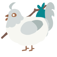 A white and silver chicken with a head pattern