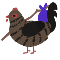 A bark and sable chicken with a bar pattern