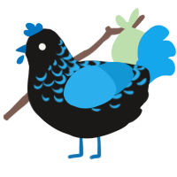 A sable and sky chicken with a half-lace pattern