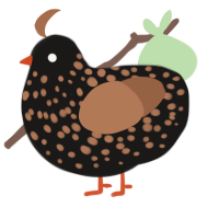 A sable and brown chicken with a speckle pattern