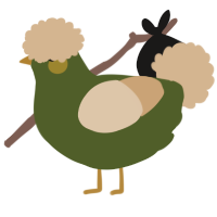 A olive and beige chicken