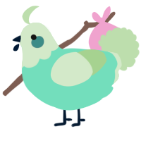 A mint and gluppy chicken with a head pattern