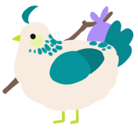 A cream and teal chicken with a neck-speckle pattern