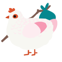 A white and rose chicken with a half-lace pattern