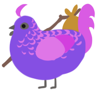 A blurple and orchid chicken with a half-lace pattern