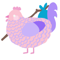 A rose and lilac chicken with a lace pattern
