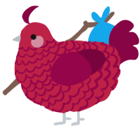 A crimson and maroon chicken with a lace pattern