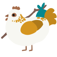 A white and ochre chicken with a neck-speckle pattern