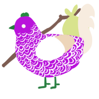 A amethyst and cream chicken with a double-lace pattern