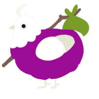 A plum and white chicken with a head pattern