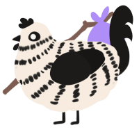 A cream and sable chicken with a bar pattern