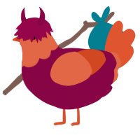 A maroon and vermilion chicken with a head pattern