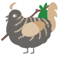 A grey and beige chicken with a half-bar pattern