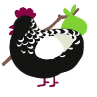 Gray, a black and white chicken with a half-lace pattern