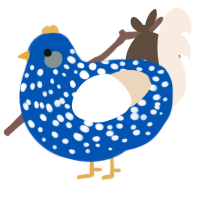 A ultramarine and cream chicken with a speckle pattern