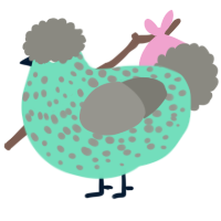 A mint and ash chicken with a speckle pattern