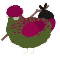 A olive and maroon chicken with a half-lace pattern