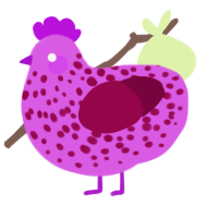 A orchid and maroon chicken with a speckle pattern