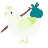 A white and apple chicken with a neck-speckle pattern