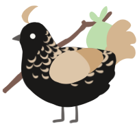 A sable and beige chicken with a half-lace pattern