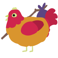 A orange and crimson chicken with a head pattern