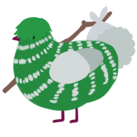 A viridian and silver chicken with a bar pattern
